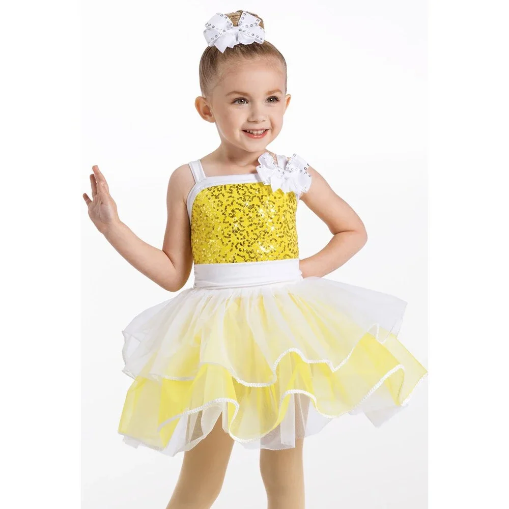 Pre-Owned Dance Costume Weissman 14356 Int. Child Yellow Tutu Tap Sequin